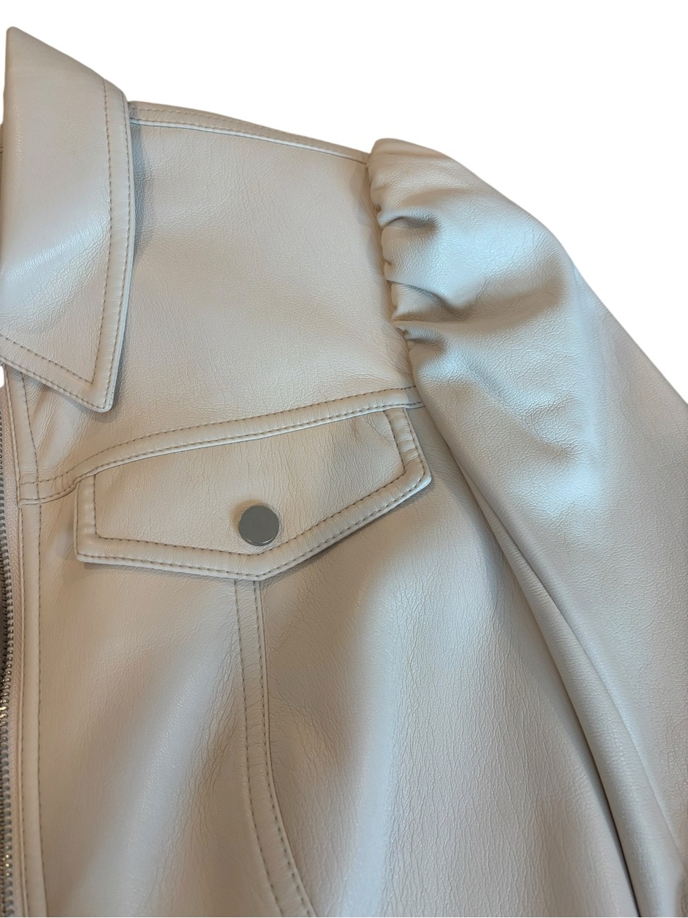 Jonathan Simkhai Standard Wyatt Vegan Leather Jacket in Ecru Women Small - Picture 7 of 9